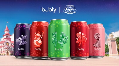 Select best-selling core bubly flavors are getting a Mario-themed refresh, featuring fan-favorite characters like Mario, Luigi, Princess Peach, Yoshi, and Bowser Jr. across specialty packs Lime, Blackberry, Cherry, Grapefruit, and Strawberry, rolling out nationwide in partnership with the upcoming The Super Mario Galaxy Movie. (PRNewsfoto/PepsiCo Beverages North America)