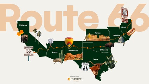Route 66 Choice Hotels Map