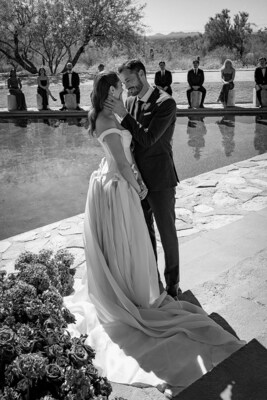 A Scottsdale wedding ceremony at Taliesin West, Frank Lloyd Wright’s legendary desert landmark, planned and designed by Mandy Marie Events.