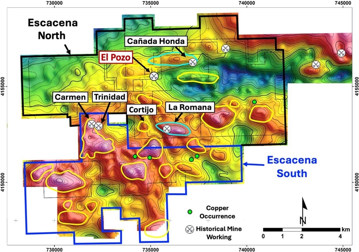 Figure 1 – Escacena Project Gravity Anomaly Targets (CNW Group/Pan Global Resources Inc.)