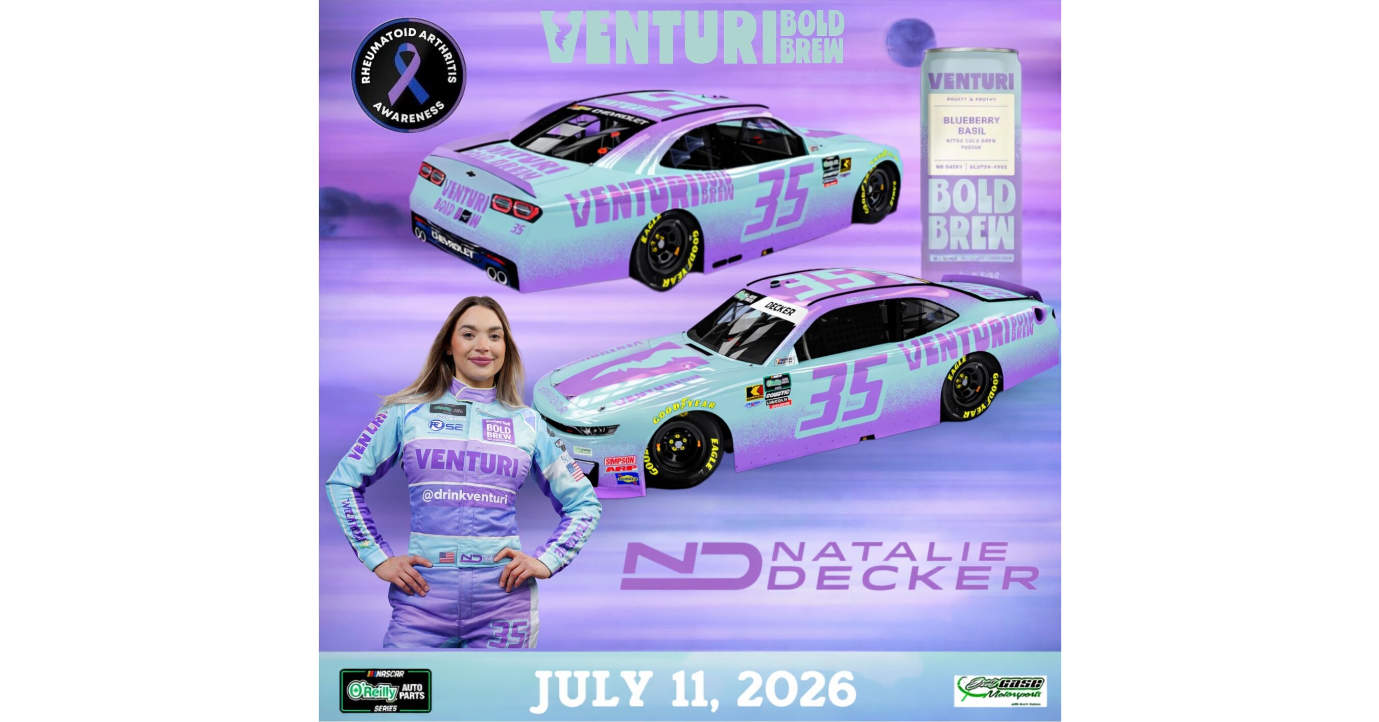 Venturi Bold Brew Announces Landmark Partnership with NASCAR Driver Natalie Decker