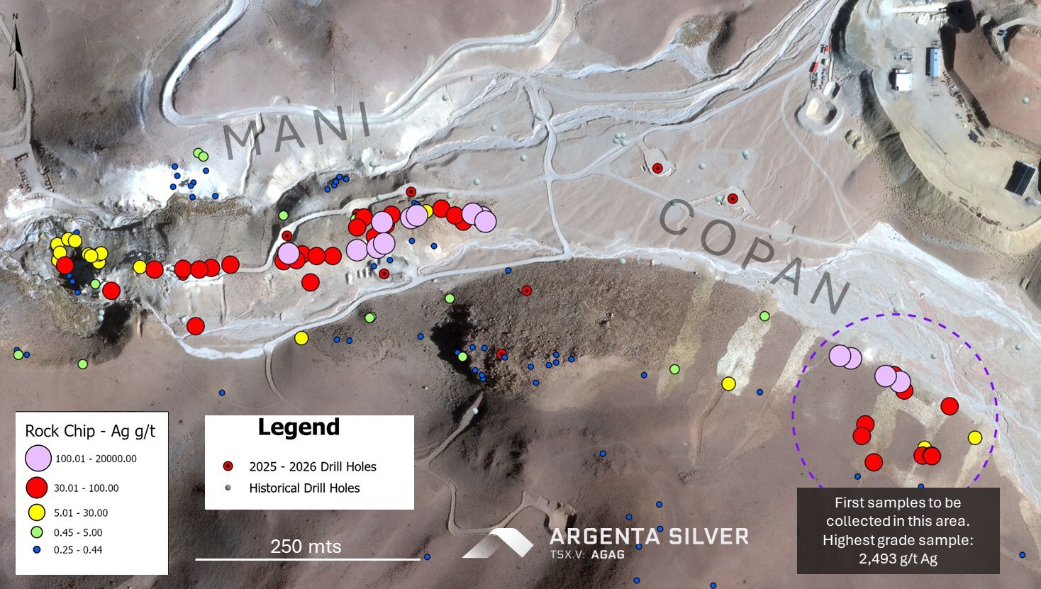 Figure 4. Surface samples at Mani-Copan exploration target. (CNW Group/Argenta Silver Corp.) Figure 4. Surface samples at Mani-Copan exploration target. (CNW Group/Argenta Silver Corp.)