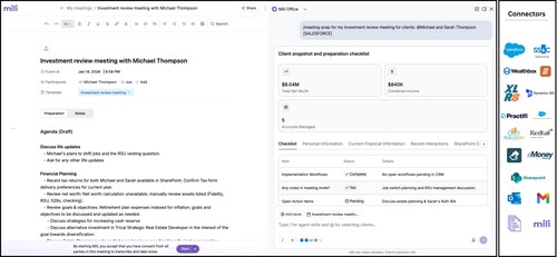 An advisor preparing for a client meeting in Mili Office (PRNewsfoto/Mili)