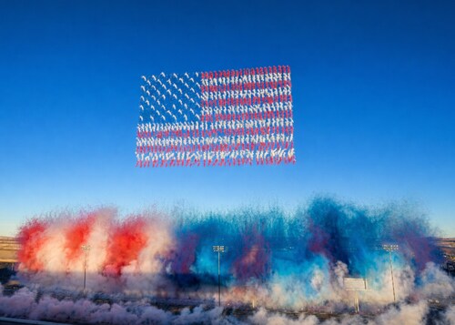 Pyrotecnico’s 1,020 pyro drones featuring integrated airborne smoke pyrotechnics helped set the Guinness World Record for the Largest Daytime Fireworks Display at Las Vegas Motor Speedway on February 21, 2026.