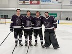 (L to R): Marc-Antoine Lagacé (#88, left winger), Joseph Aubert (#8, defenseman), Jack McGowan (#83, defenseman), Jack MacFarland (#30, goaltender)