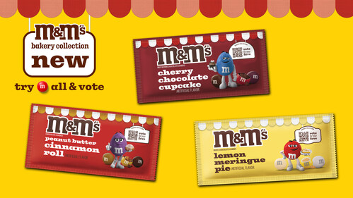 The M&M’S® Flavor Vote is back! Fans are invited to try the new M&M'S Bakery Collection—featuring Peanut Butter Cinnamon Roll, Cherry Chocolate Cupcake, and Lemon Meringue Pie—and vote for their favorite flavor.