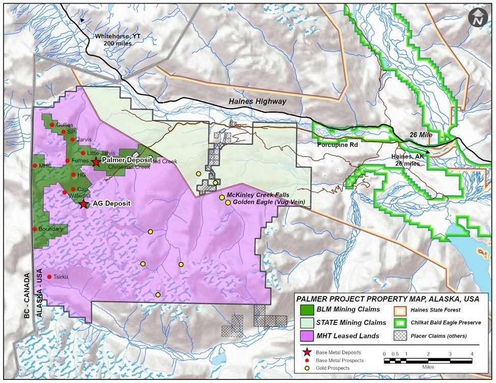 Figure 1: Palmer Project, SE Alaska, Mineral Tenure Map (CNW Group/Vizsla Copper Corp.) Figure 1: Palmer Project, SE Alaska, Mineral Tenure Map (CNW Group/Vizsla Copper Corp.)