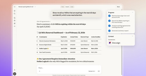 New Docusign Connector for Anthropic's Claude, available in Cowork