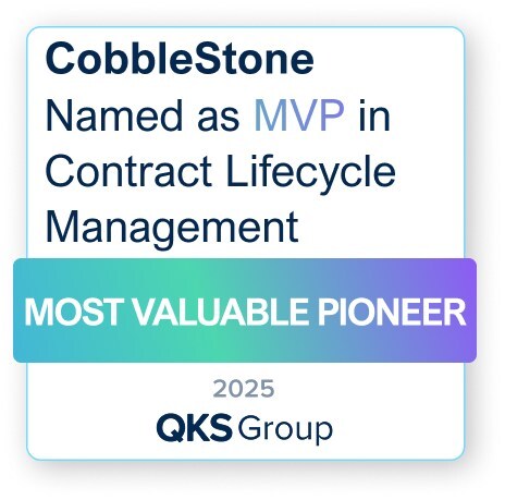 CobbleStone Software has been named MVP (Most Valuable Pioneer) in Contract Lifecycle Management on the QKS AI Maturity Matrix™, underscoring the company’s leadership in AI‑driven CLM. CobbleStone Software has been named MVP (Most Valuable Pioneer) in Contract Lifecycle Management on the QKS AI Maturity Matrix™, underscoring the company’s leadership in AI‑driven CLM.
