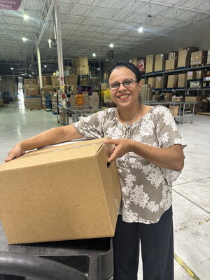 Neighbor receives food at Northern Illinois Food Bank