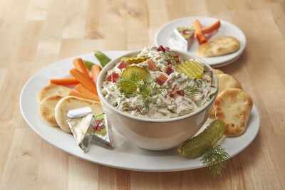 The Laughing Cow Dill Pickle Flavor serves as the creamy base for an easy, craveable Dill Pickle Dip recipe perfect for snack boards and gatherings