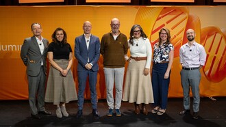 Left to right: Steve Barnard, PhD, Bodour Salhia, PhD, Jacob Thaysen, PhD, Marcel R. Nelen, PhD, Cande Rogert, PhD, Carrie Cibulskis, Sami Farhi, PhD