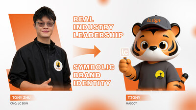 Tony Zhu and T.Tony representing LC Sign's dual-layer LC-MaaS™ brand communication system.