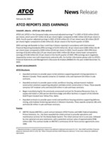 ATCO REPORTS 2025 EARNINGS (CNW Group/ATCO Ltd.)