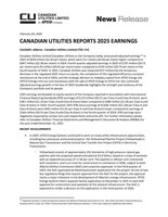 CANADIAN UTILITIES REPORTS 2025 EARNINGS (CNW Group/Canadian Utilities Limited)