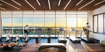 The 5th floor fitness center includes incredible bay views.