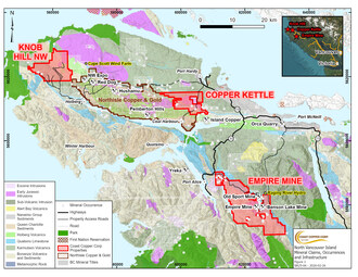 Figure 1: North Vancouver Island Mineral Claims, Occurrences and Infrastructure (CNW Group/Coast Copper Corp.)