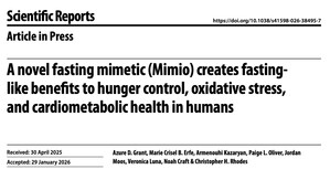 Decentralized Clinical Trial Validates Novel "Fasting Mimetic" Formulation for Cardiometabolic Health