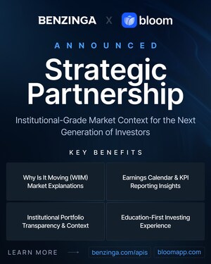 Benzinga and Bloom Establish Relationship to Bring Institutional-Grade Market Context and Financial Education to the Next Generation of Investors