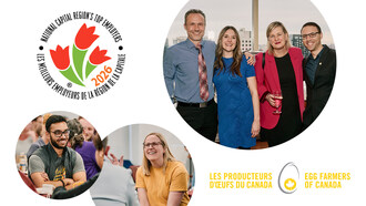 Une culture de travail axée sur les membres du personnel qui encourage la collaboration, valorise la rétroaction et favorise un sentiment d’appartenance définit ce que c’est que de travailler aux Producteurs d’œufs du Canada. (Groupe CNW/Producteurs d'oeufs du Canada)
