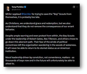 FRC's Tony Perkins' Statement on Scouting America's Policy Changes