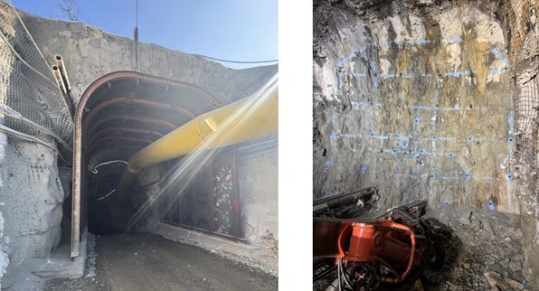 Figures 2 & 3: Underground Decline from the Portal and Current Face of the Decline Respectively (CNW Group/Blue Moon Metals)