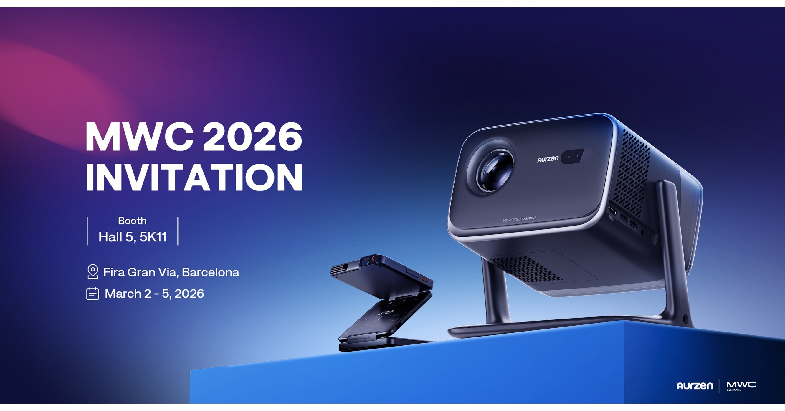 Aurzen Brings Pocket-Sized Projection and Immersive Audio to MWC 2026