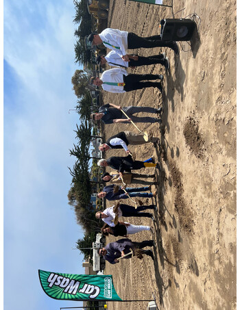 Quick Quack Car Wash ground breaking with Terry Tallen, Marina city leaders including Mayor Bruce Delgado and carwash team members.