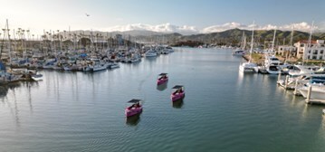 Vision Marine Technologies’ Fantail 217 operating at the Portside Ventura Harbor, Ventura, California, United States.