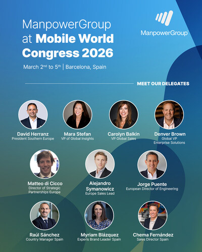 Meet ManpowerGroup's delegation at Mobile World Congress 2026. Meet ManpowerGroup's delegation at Mobile World Congress 2026.