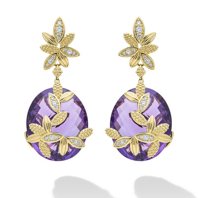 LAGOS SML High Jewelry 18K Gold Floral Amethyst Earrings