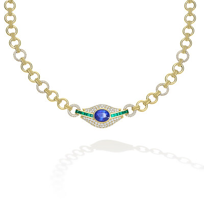 LAGOS SML High Jewelry Sapphire and Emerald Diamond Necklace
