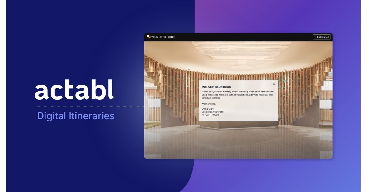 Actabl Introduces Digital Itineraries to Deliver More Seamless, Sustainable Guest Experiences