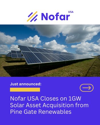 Nofar Acquisition Announcement (PRNewsfoto/Nofar USA LLC)