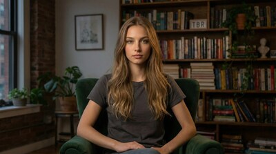 Amelia in her reading space - BookTube's first openly AI book reviewer, dedicated to science fiction and fantasy.