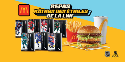 Découvrez le nouveau repas Bâtons des étoiles de la LNH de McDonald’s, qui comprend le Hamburger Joueur étoile® et l’un des sept Bâtons des étoiles de la LNH à collectionner. Offert pour une durée limitée dans les restaurants du Canada participants (Groupe CNW/McDonald's Canada)