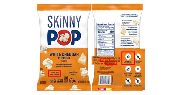 SKINNYPOP Voluntarily Removes Dairy-Containing White Cheddar Popcorn from Shelves