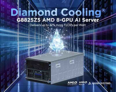 아카시 시스템즈, AMD Instinct™ MI350X GPU 및 MiTAC 컴퓨팅 기반 세계 최초 다이아몬드 냉각 AI 서버 발표