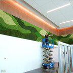 Green Wallscapes Large Moss Wall Installation with Moss Boss Lindsay Scherr Burgess on Forklift