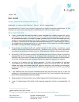 LUCARA ANNOUNCES YEAR END 2025 RESULTS