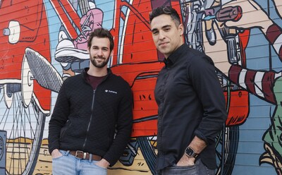 VP of GTM Bo Mohazzabi and CEO Josh Payne outside Coframe's San Francisco headquarters.
