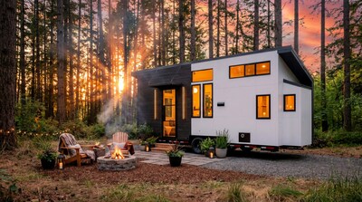 Terra Urban Tiny Home By Tru Form Tiny, Courtesy Photo. Background enhanced using AI.