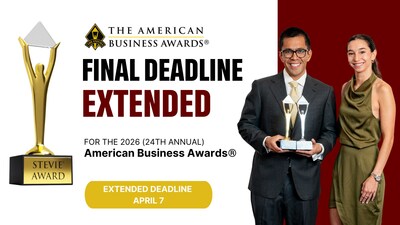 The Stevie® Awards, organizer of The American Business Awards®, announced today that the final entry deadline for the 24th annual competition has been extended through April 7. No additional late fees will be charged.