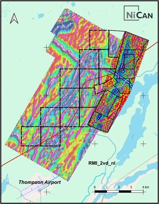 Figure 2. NiCAN's Expanded Land Position- Aeromagnetic Signature Displaying Interpreted Anticlinal Structure and Inferred Iron Formations (CNW Group/Nican Ltd.)