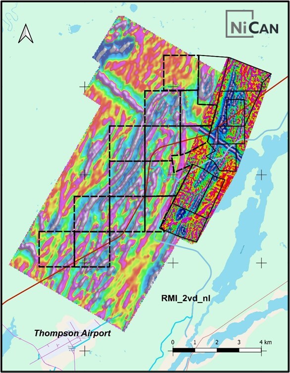 Figure 2. NiCAN's Expanded Land Position- Aeromagnetic Signature Displaying Interpreted Anticlinal Structure and Inferred Iron Formations (CNW Group/Nican Ltd.) Figure 2. NiCAN's Expanded Land Position- Aeromagnetic Signature Displaying Interpreted Anticlinal Structure and Inferred Iron Formations (CNW Group/Nican Ltd.)