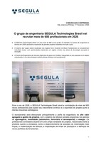 O grupo de engenharia SEGULA Technologies Brasil vai recrutar mais de 600 profissionais em 2026