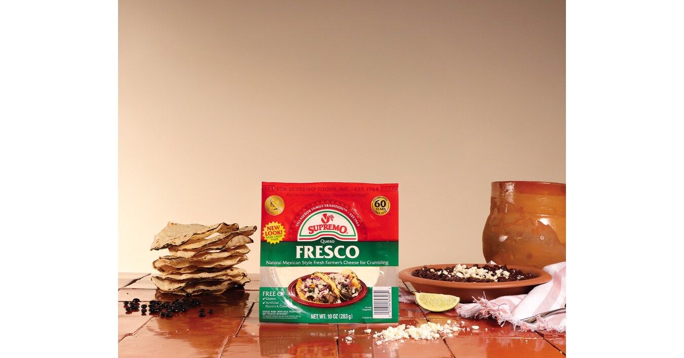 V&V Supremo® presenta una nueva imagen para el empaque de su Queso Fresco con el color rojo característico de la marca