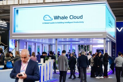 Visitors at the Whale Cloud booth during MWC Barcelona 2026 in Barcelona.