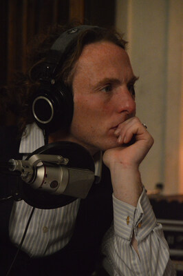 Paul Powlesland recording Episode 1 of the People vs Sewage podcast. Photo credit: Ella McGrorty.