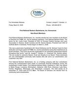 FNBB, Inc. Announces New Board Members